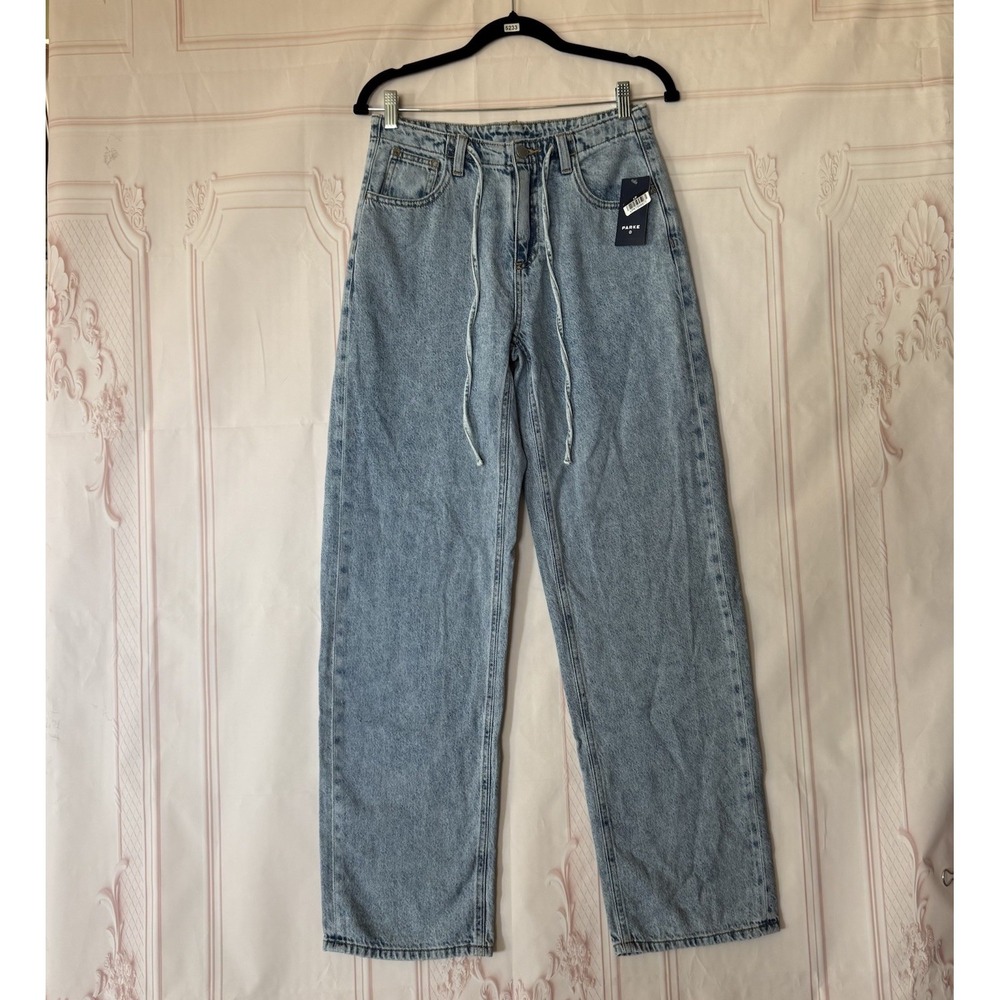 Parke x Target Women's Mid-Rise Drawstring Baggy Jeans Light Wash Size 2 NWT